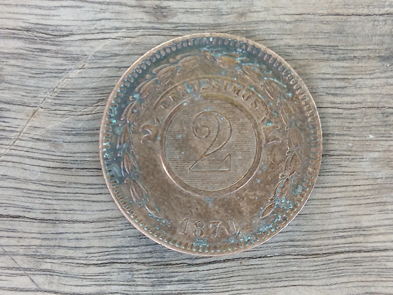 Moneda antigua de centésimos de Paraguay — vista 2