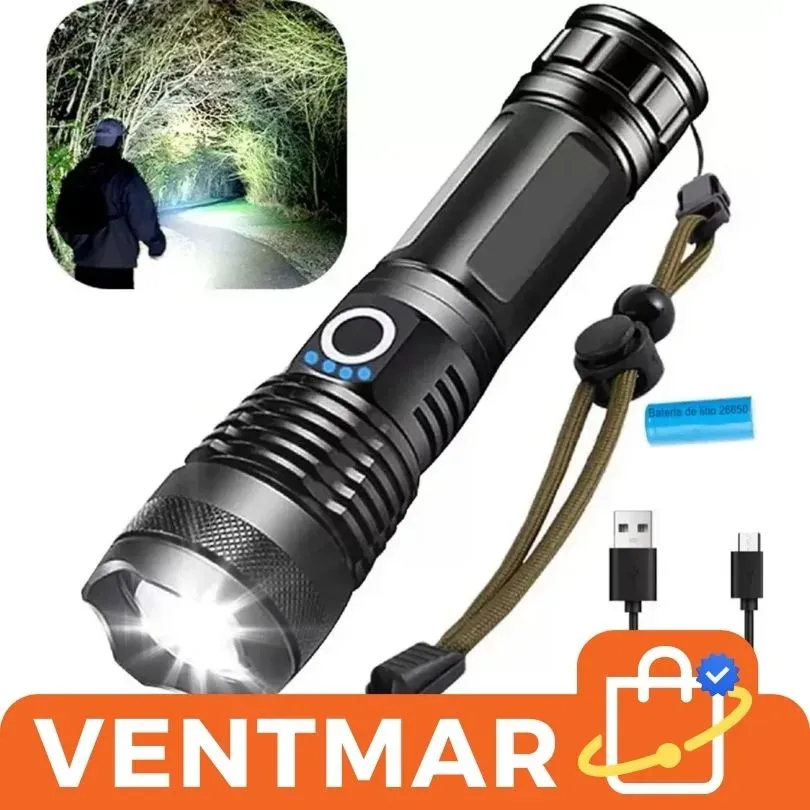 Linterna Potente Recargable con Zoom – Súper Táctica Profesional — vista 1