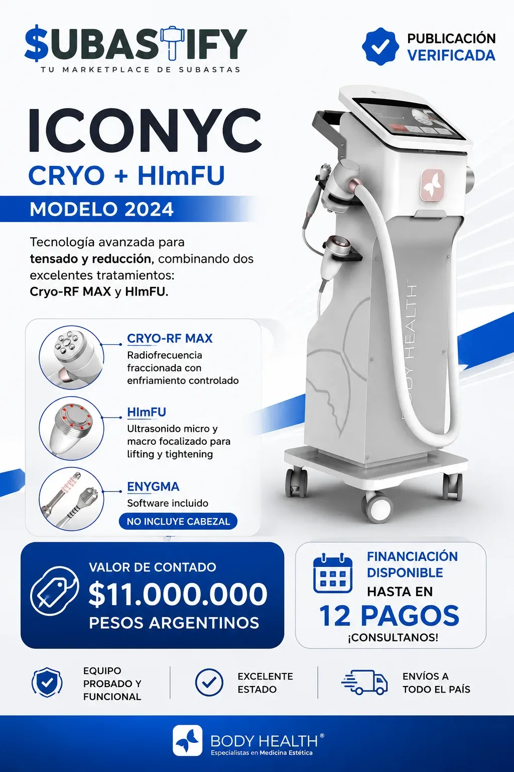 ICONYC de Body Health CRIO RF MAX + HIMFU, 2024 impecable con Garantía — vista 1