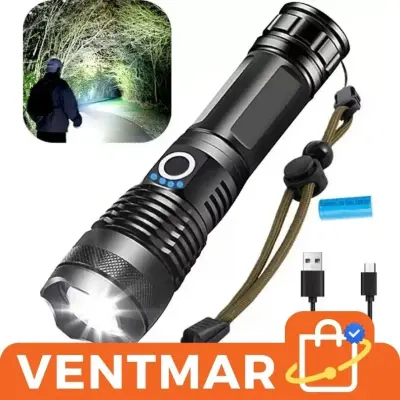 Linterna Potente Recargable con Zoom – Súper Táctica Profesional
